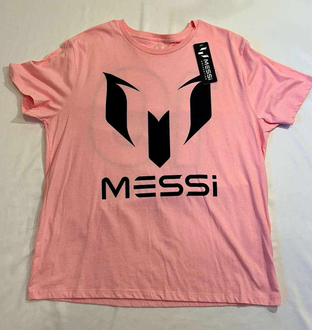 MESSI Collection Pink Graphic #10 Cotton Crew Neck T-Shirt Mens XL